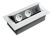 Блок розеток прямоугольный врезной 2 розетки AE-PBU02GS-10N (Schuko) USB A+C/5V, белый, без провода — купить оптом и в розницу в интернет магазине GTV-Meridian.